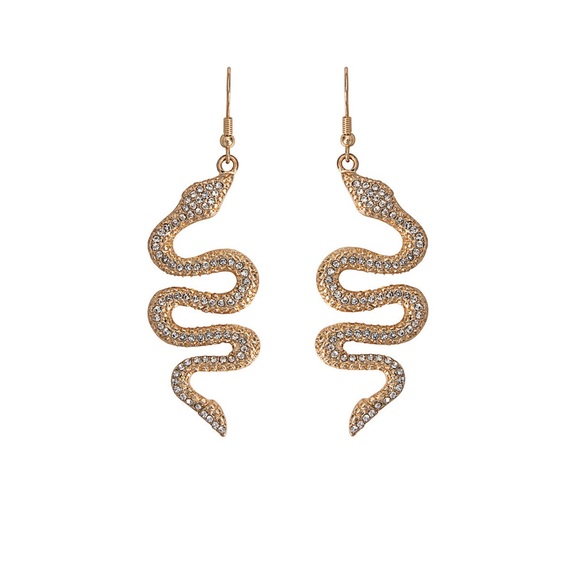 3/$25🦋 Crystal Snake Earrings Gold - Picture 4 of 4